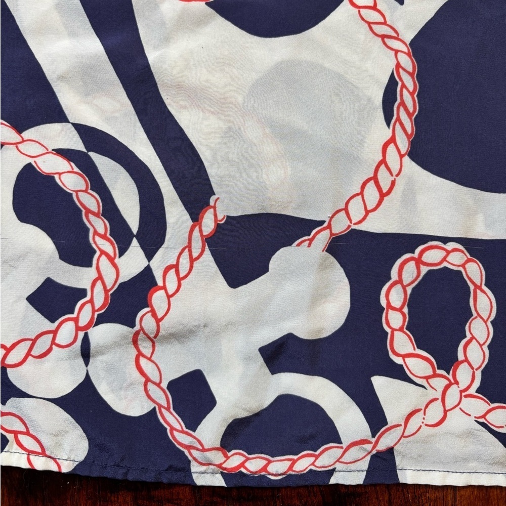 Lilly Pulitzer Elsa Blouse Navy Nautical Anchor Rope Booze Cruise Print SZ Small - Picture 7 of 8